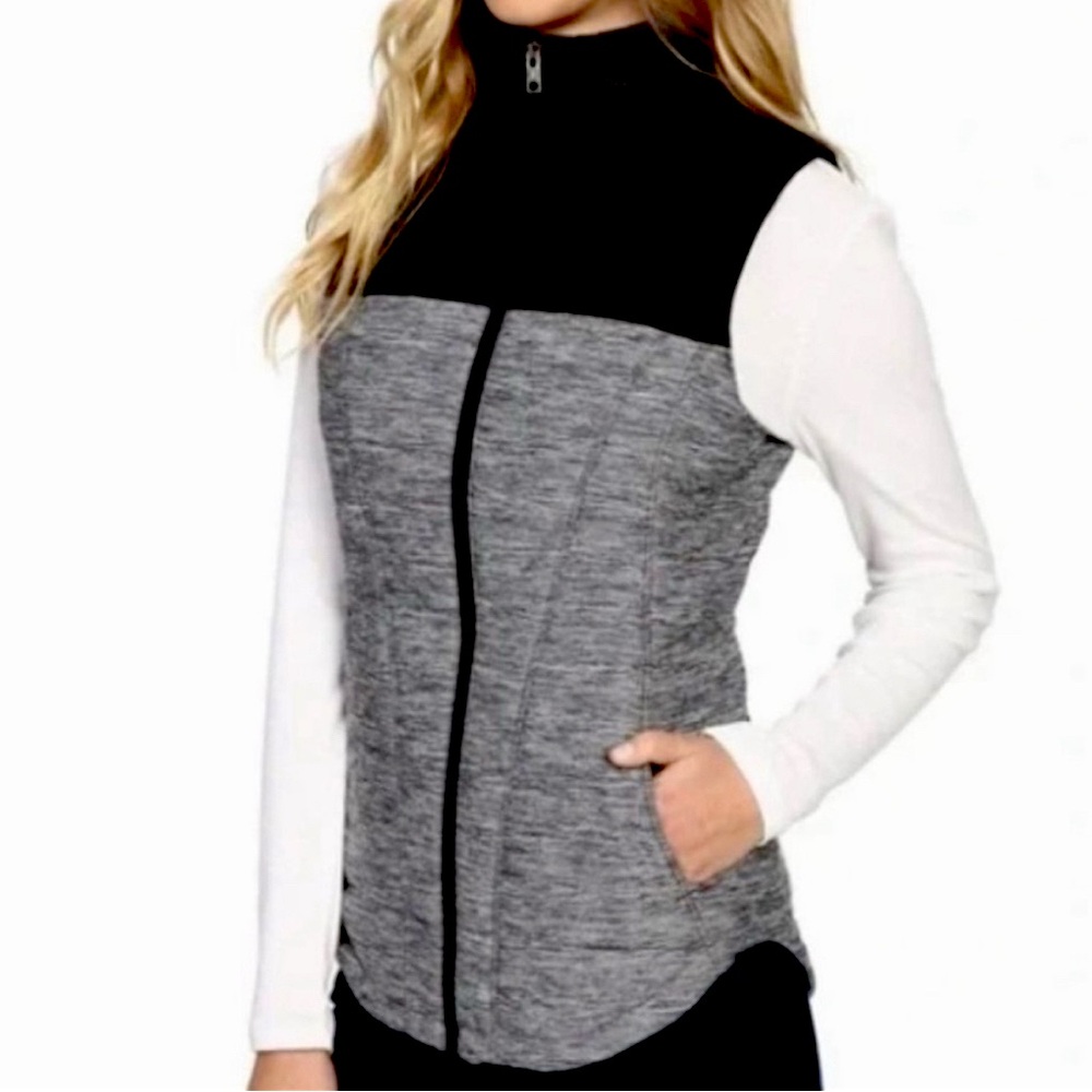 The North Face Pseudio Vest Gray Black 3/4 Zip Pullover Sz S Hiking Athleisure